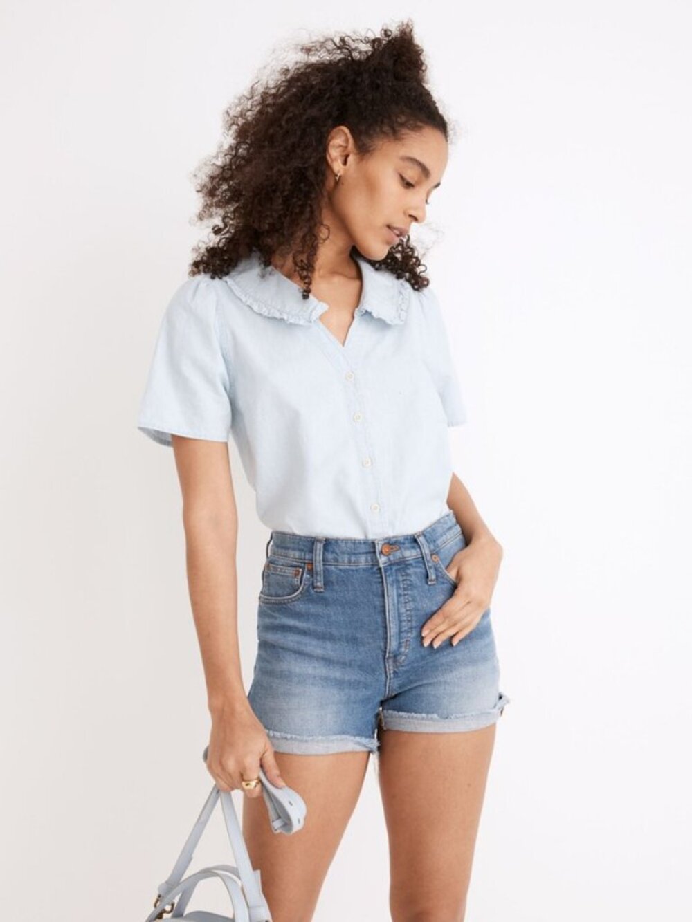 Madewell High-Rise Denim Shorts in Lavista Wash Cuffed Size 23 EUC